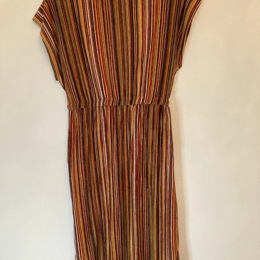 Maggy London Multicolor Striped Midi Dress Size 4 | Tie Waist - Picture 3 of 7